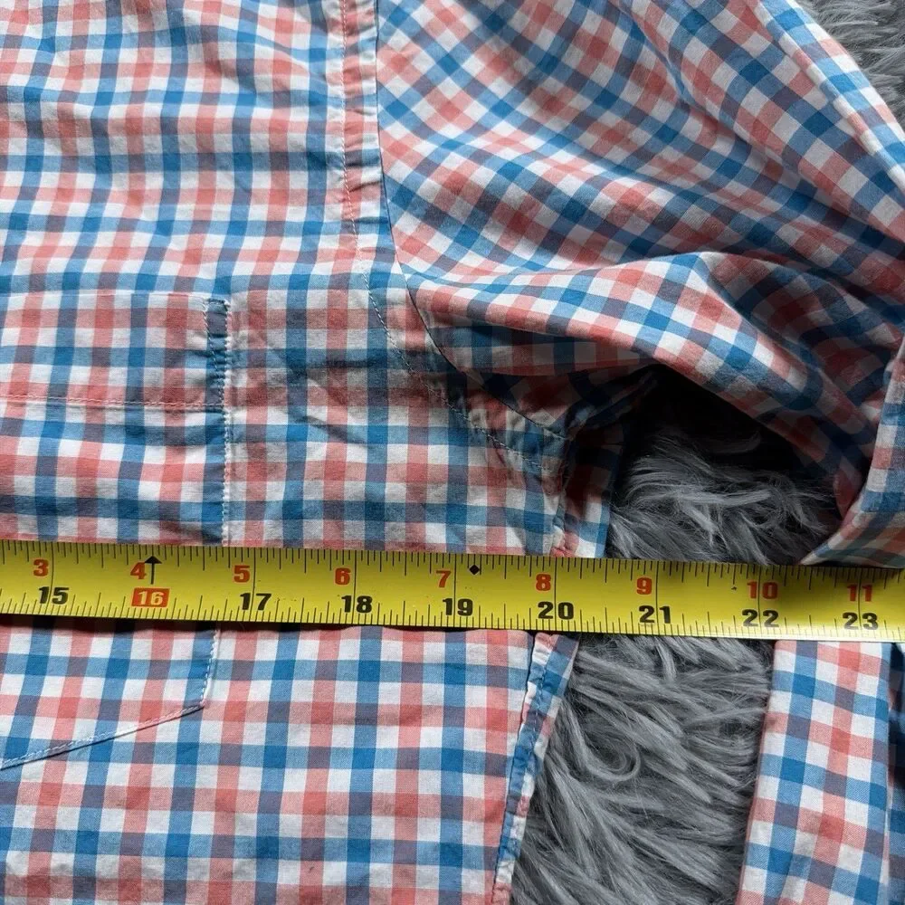 J Crew Shirt Medium Red Blue Button Up Ludlow Gingham Check Preppy Office Mens